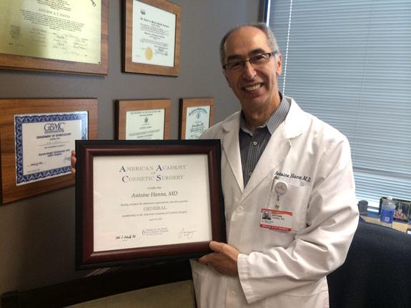 dr Antoine Hanna Member of the California Academy of Cosmetic Surgeons